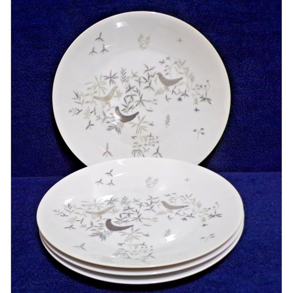 Vintage Rosenthal Germany China "Birds on Trees" Set 4 Dinner Plates 10.5" Round